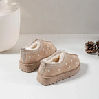 Girls Beige Daisy Embroidered Slip On Ankle Boots