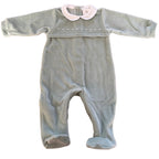 Deolinda Boys Soft Green Velour Babygrow DBI23334