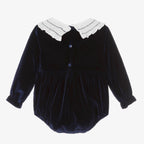 Beau KiD Baby Girls Navy Blue Velvet Romper