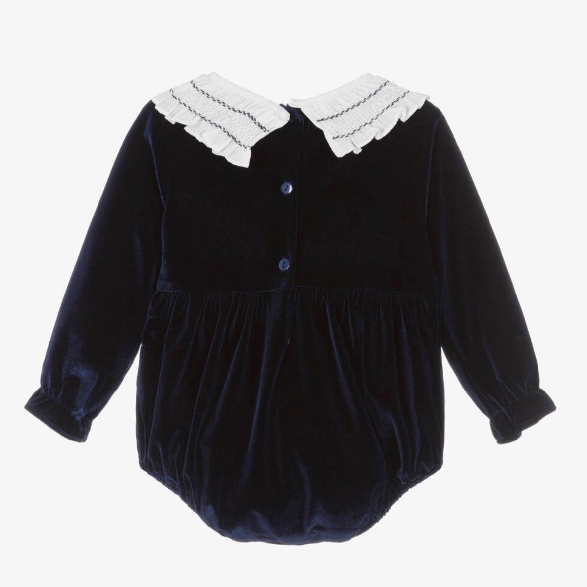 Beau KiD Baby Girls Navy Blue Velvet Romper