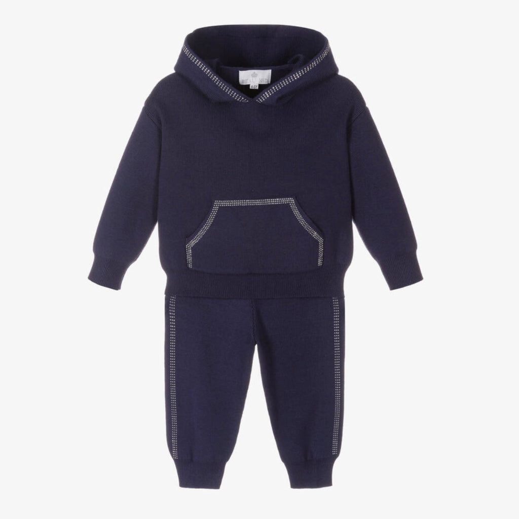 Beau KiD Girls Navy Blue Knitted Tracksuit