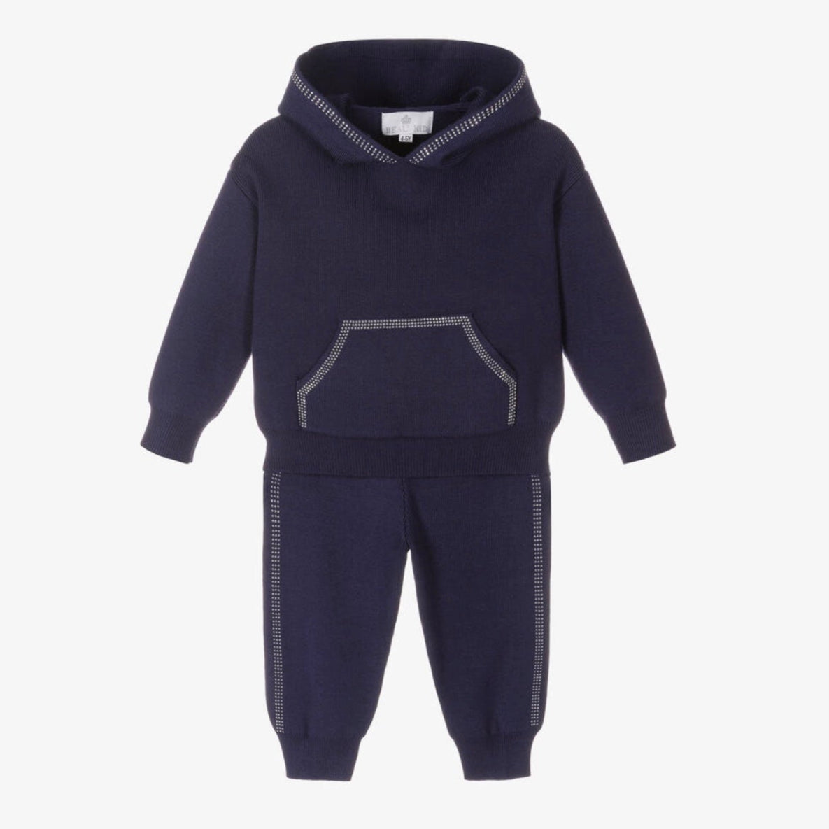 Beau KiD Girls Navy Blue Knitted Tracksuit