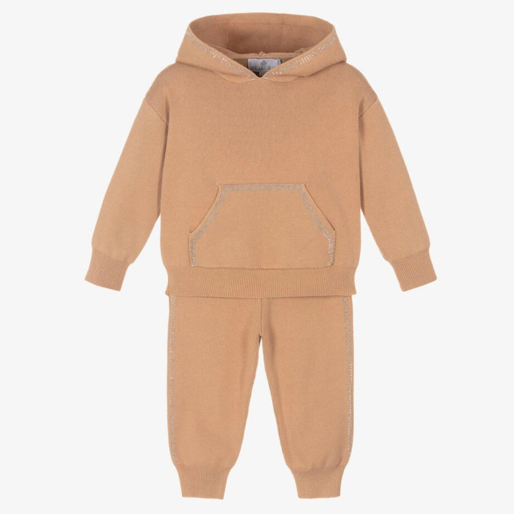 Beau KiD Girls Camel Knitted Tracksuit