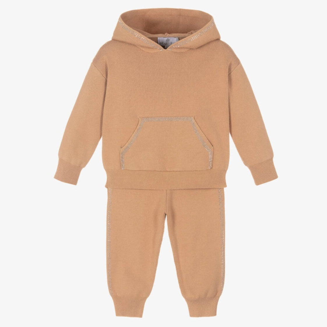 Beau KiD Girls Camel Knitted Tracksuit
