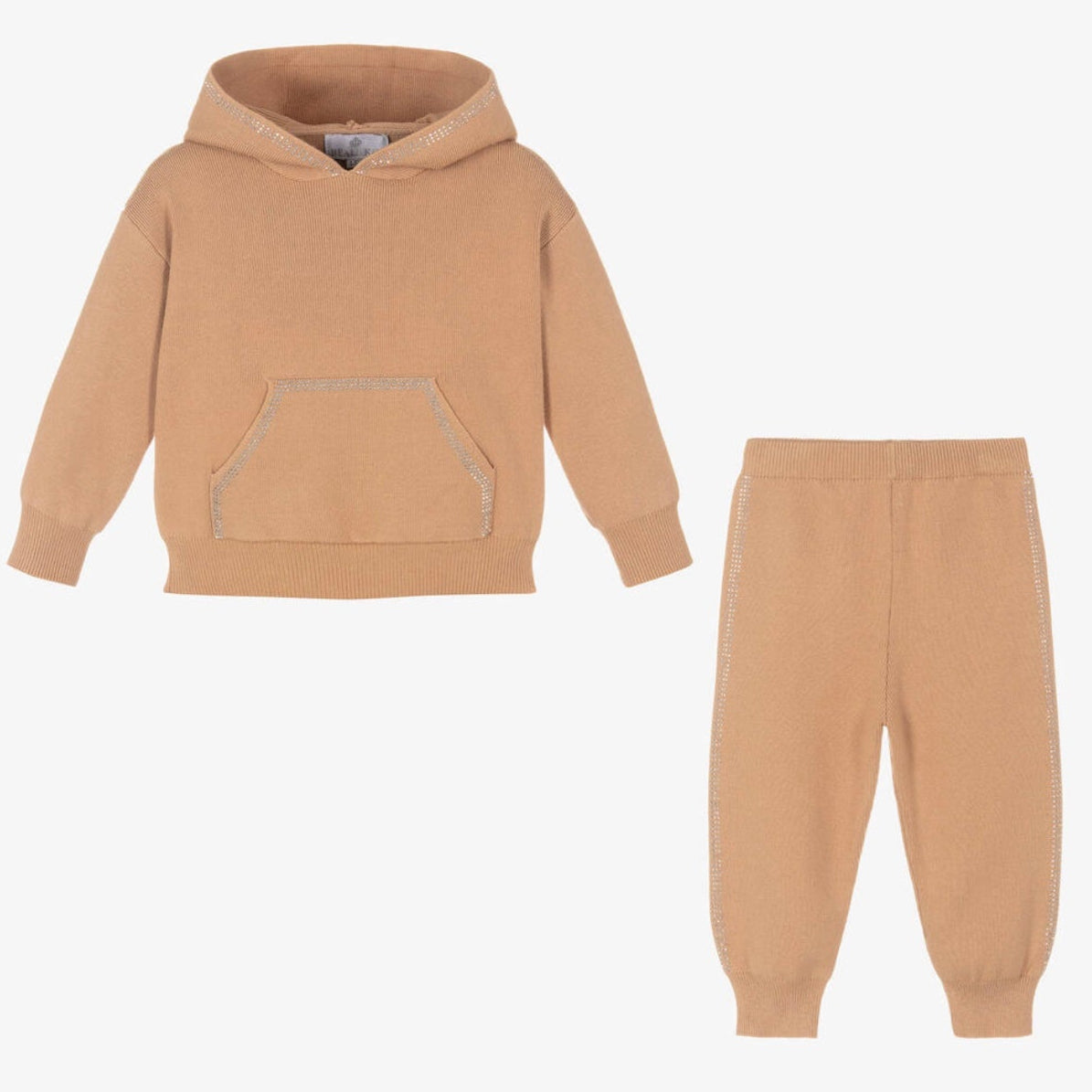 Beau KiD Girls Camel Knitted Tracksuit