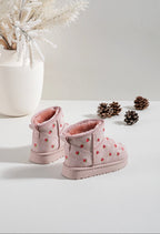 Girls Pink Strawberry Embroidered Ankle Boots