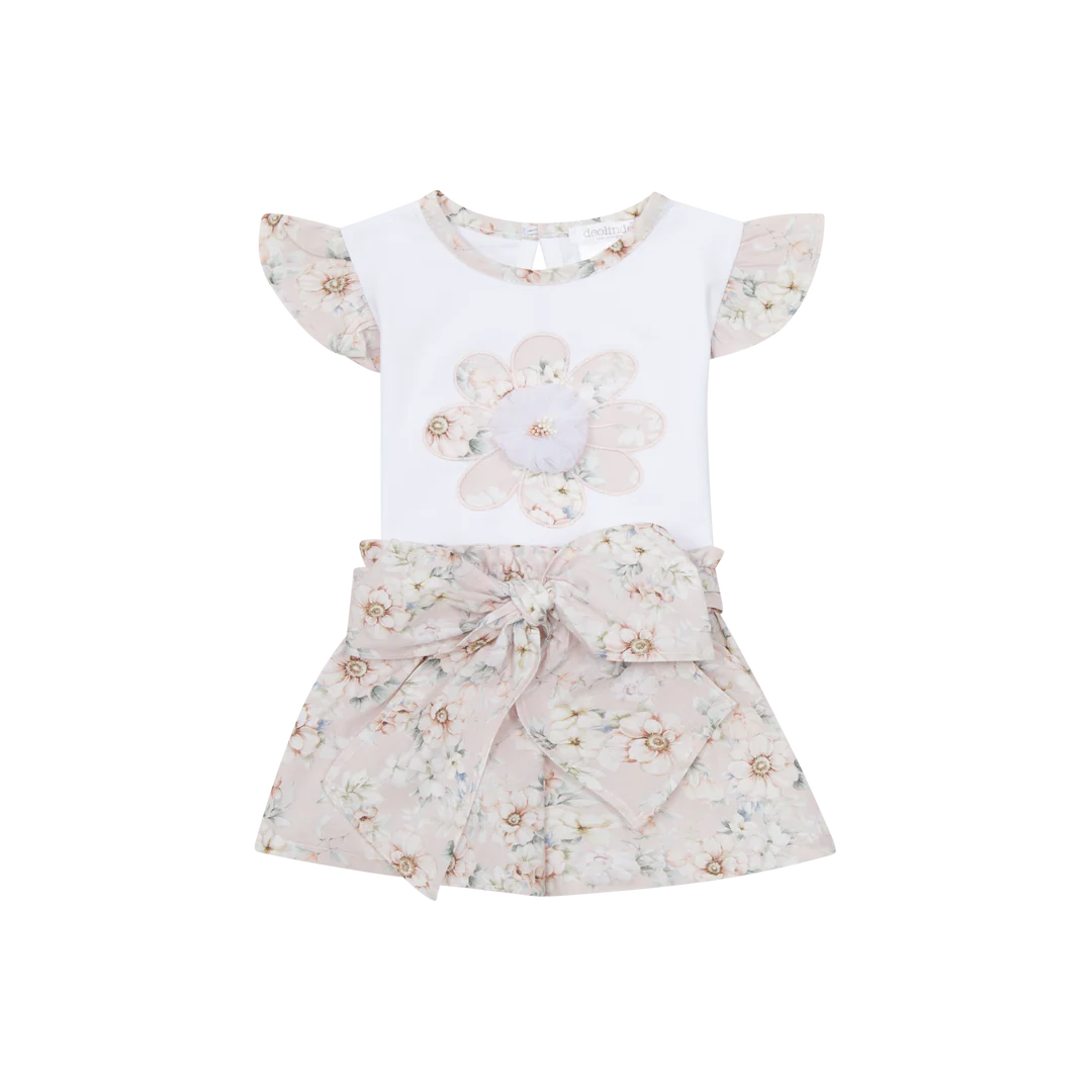 Deolinda Girls Pink Floral Top and Shorts 25814