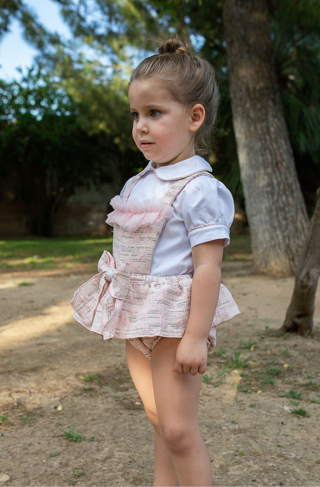SS26 Naxos Girls Shirt & Pink Jacquard Romper