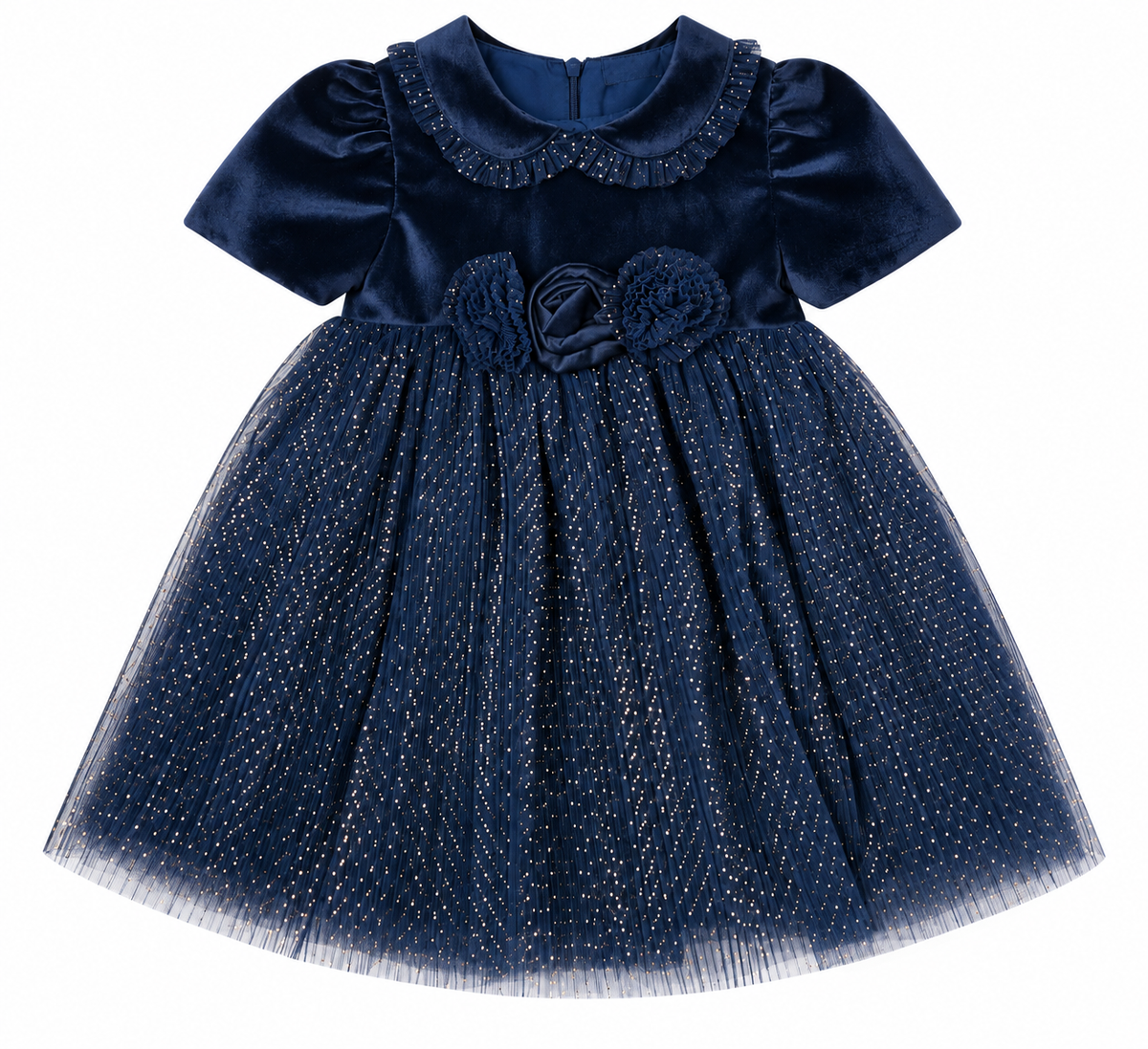 AW26 Chic by Deolinda Girls Navy Velvet & Tulle Dress