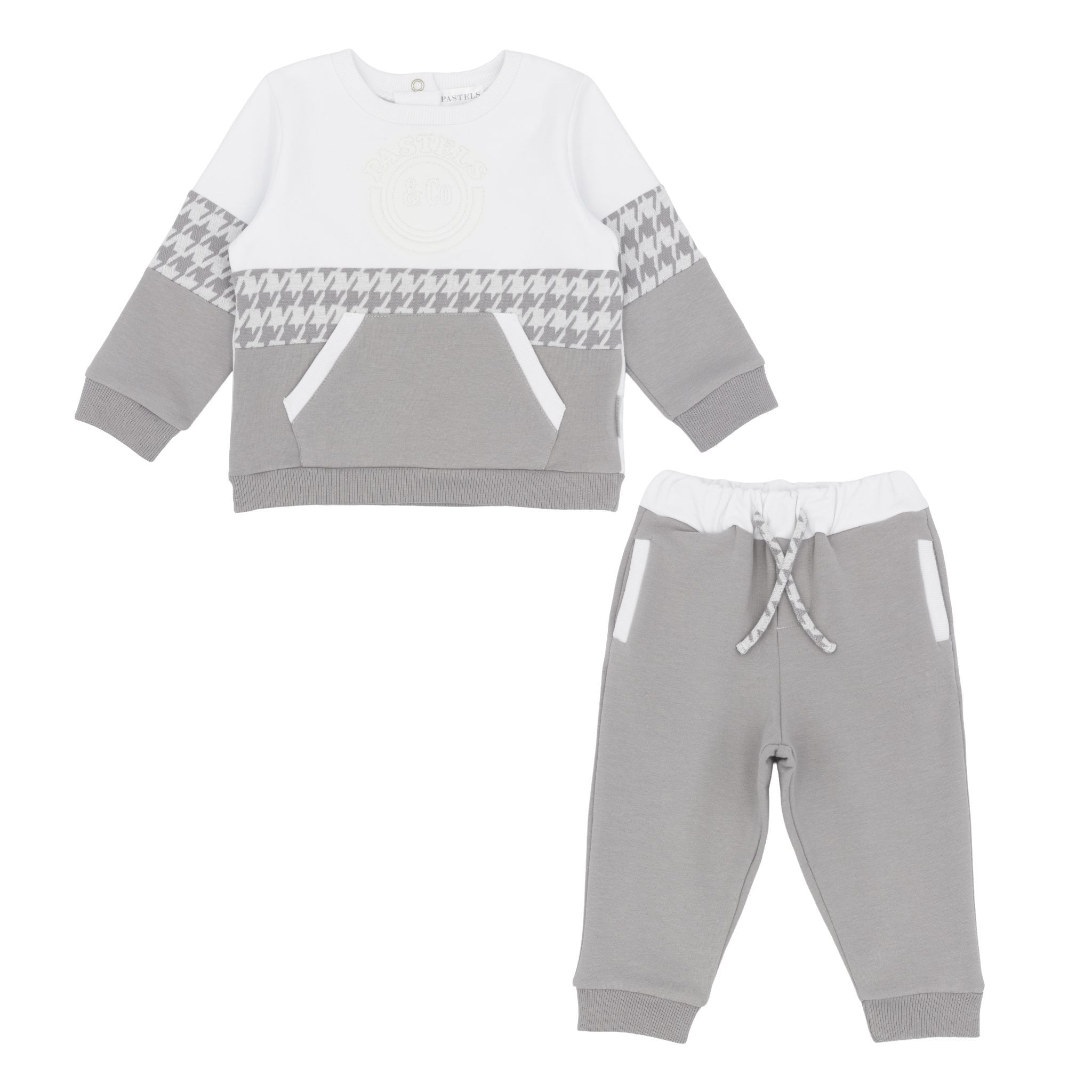 Pre Order AW26 Pastels & Co Boys Charcoal & White Track Suit