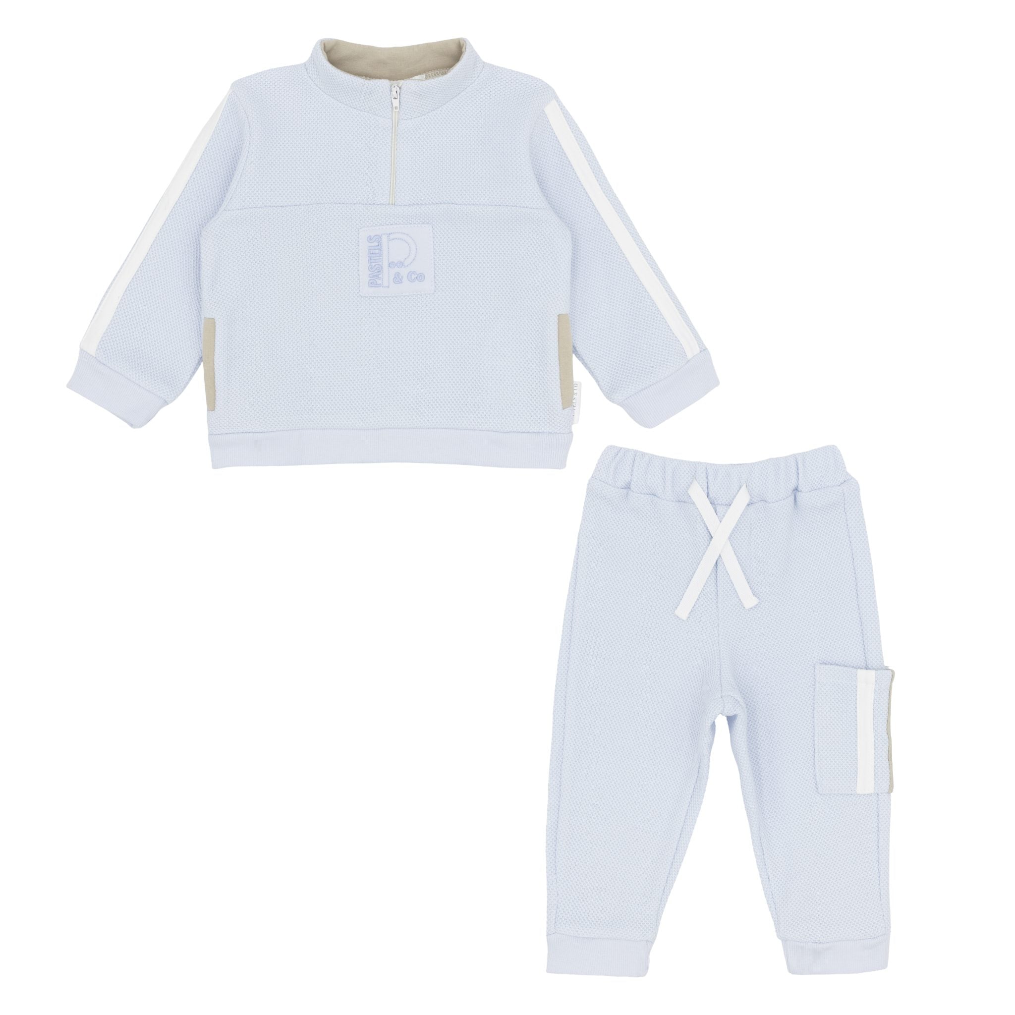 Pre Order AW26 Pastels & Co Boys Blue & Beige Quarter Zip Track Suit