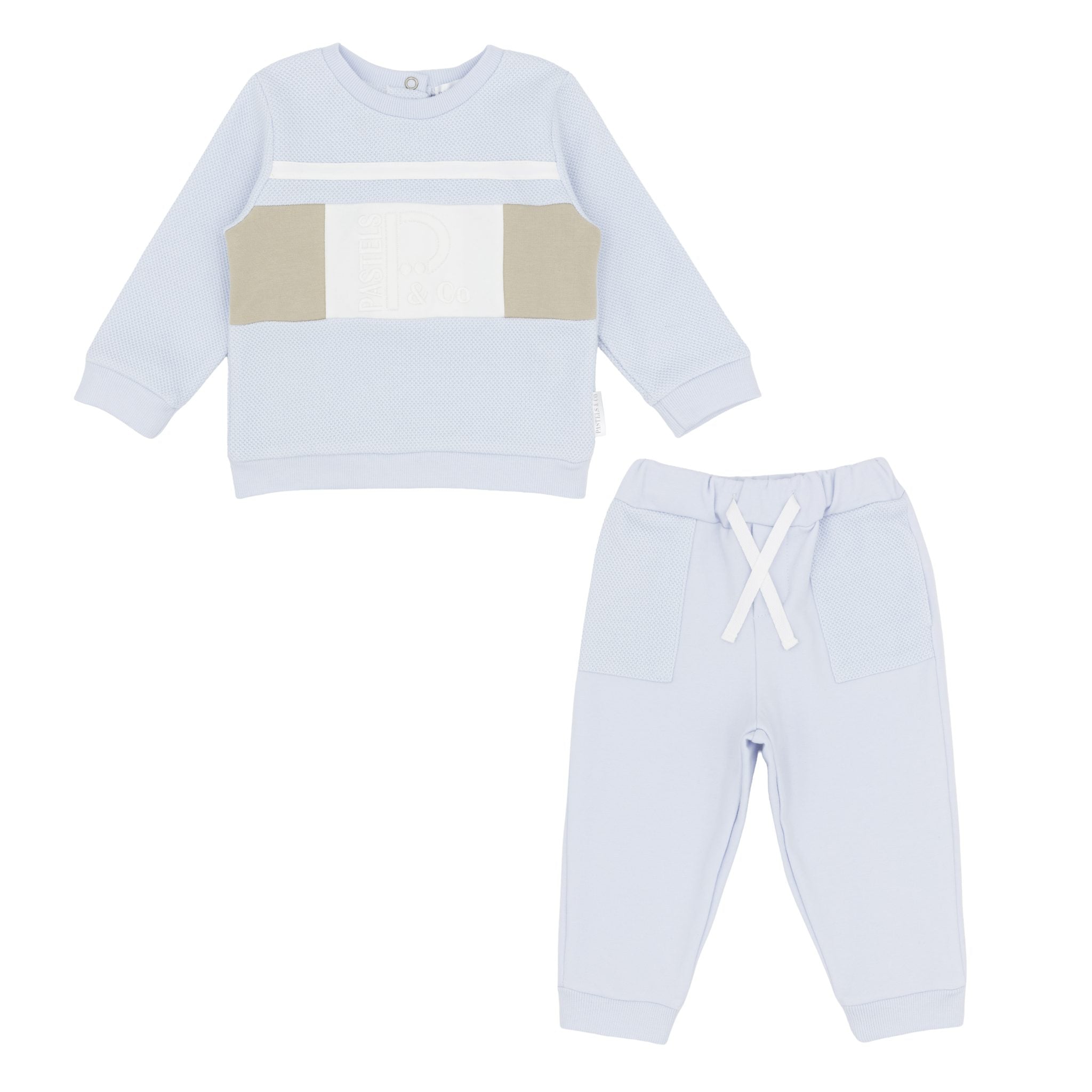 Pre Order AW26 Pastels & Co Boys Blue & Beige Hooded Track Suit