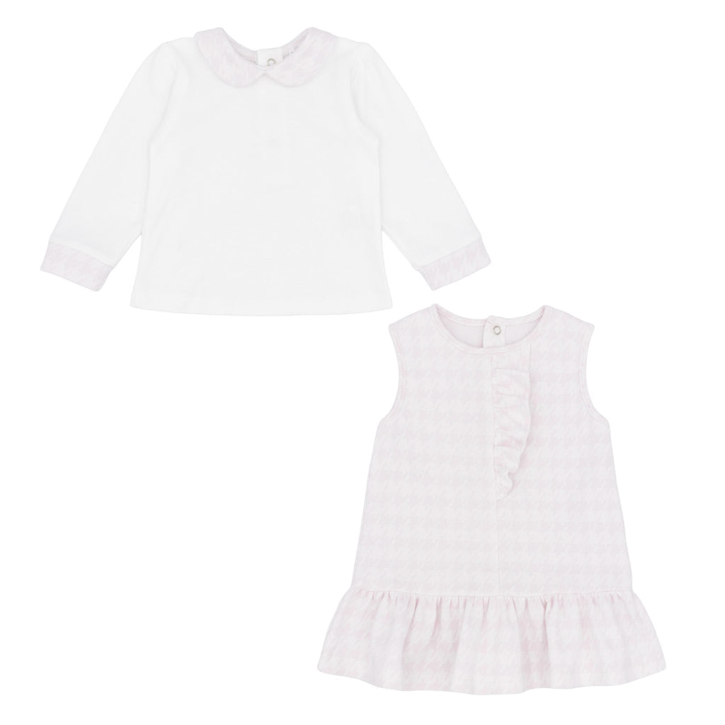 AW26 Pastels & Co Girls Pink Chevron Pinafore Dress - Carrie