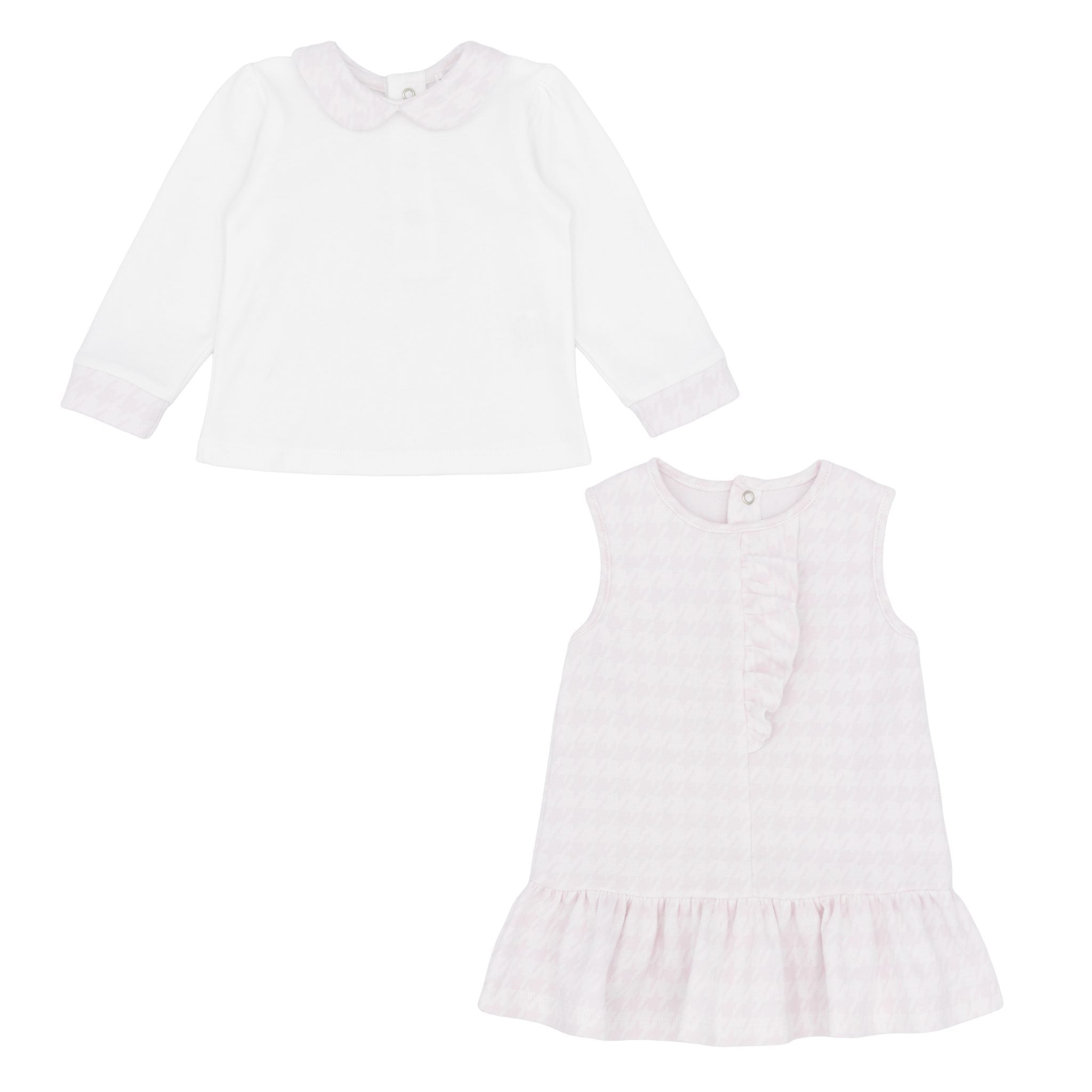 Pre Order Pastels & Co Girls Pink Chevron Carrie Pinafore Dress