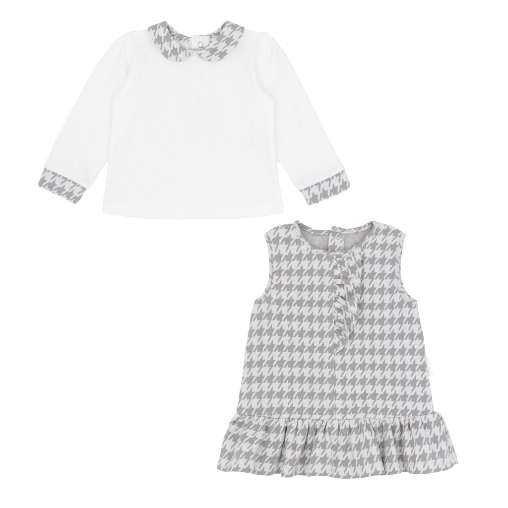 Pre Order Pastels & Co Girls Charcoal Chevron Carrie Pinafore Dress