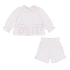 AW26 Pastels & Co Girls Pink Chevron Short Set - Kacey