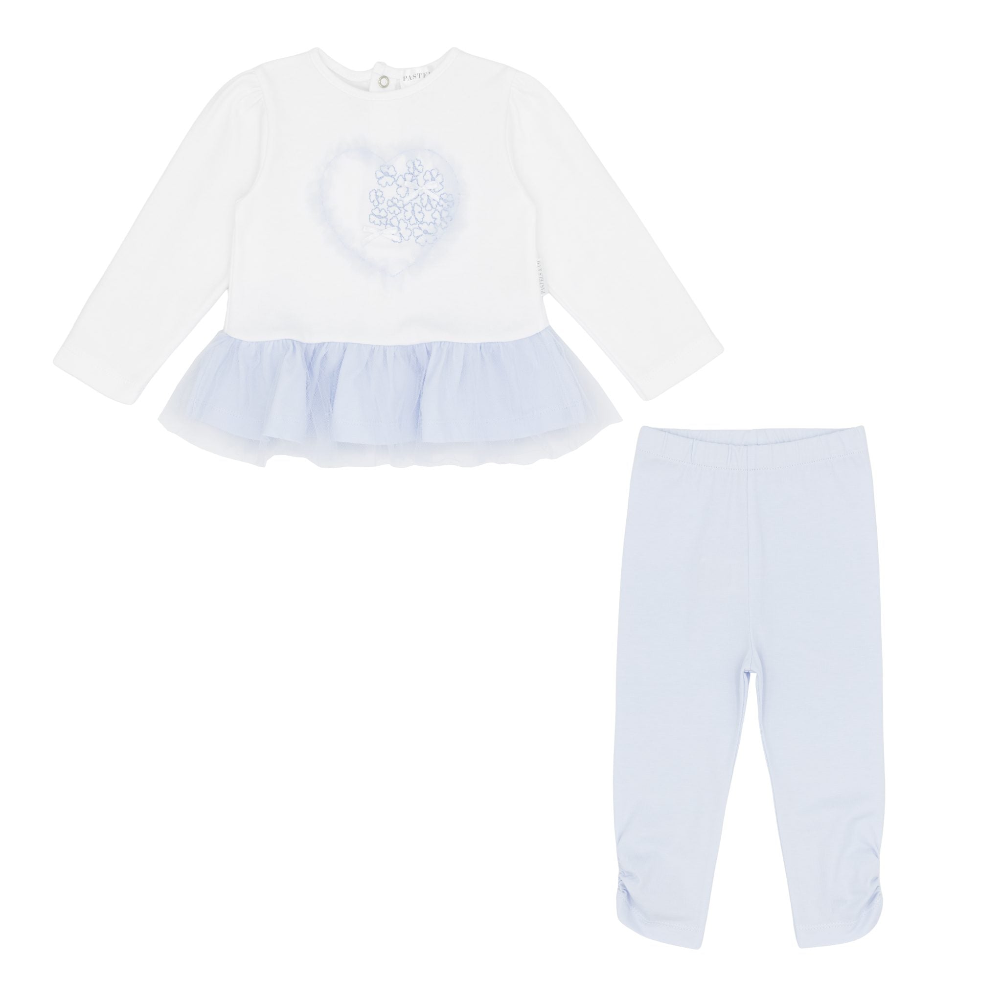 Pre Order Pastels & Co Girls Belle Blue Heart Tulle Leggings Set