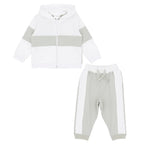 Pastels & Co Boys White and Sage Green Hooded Tracksuit Set - Henry