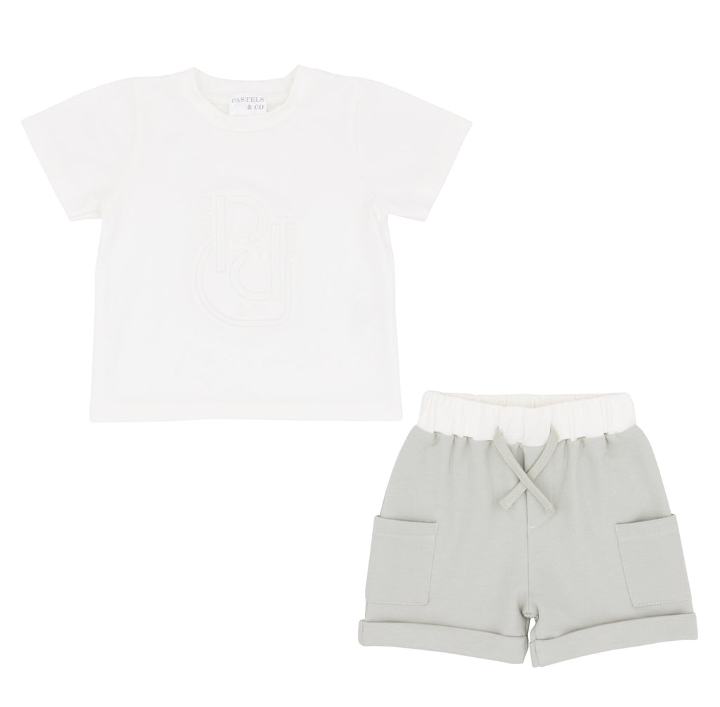 Pastels & Co Boys Sage Green T-Shirt and Shorts Set Heston
