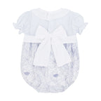 Pastels & Co Baby Girls Blue Floral Smocked Romper Lexi