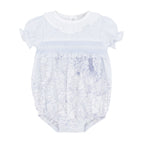 Pastels & Co Baby Girls Blue Floral Smocked Romper Lexi