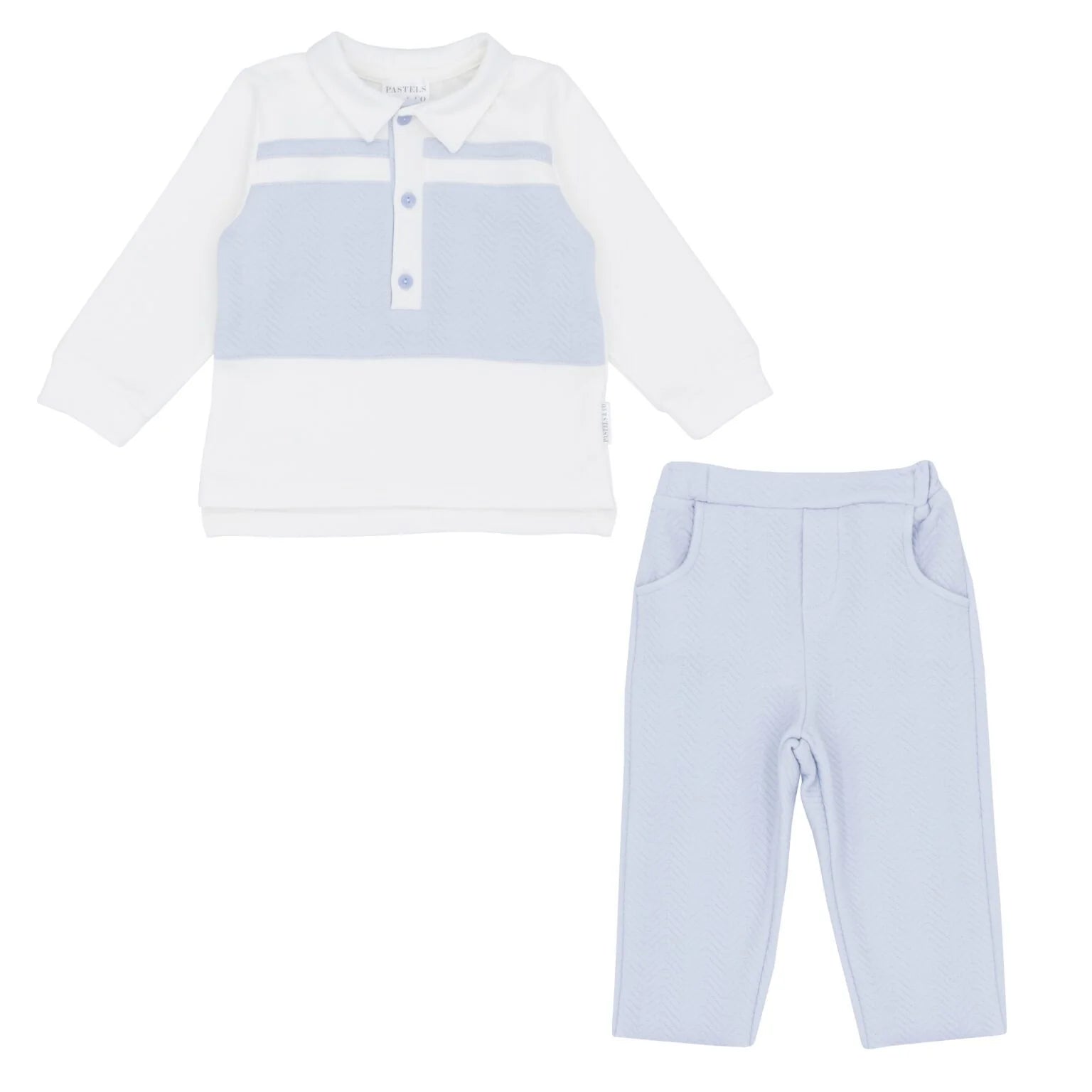 AW25 Pastels & Co Boys Cooper Blue Polo Top & Trouser Set