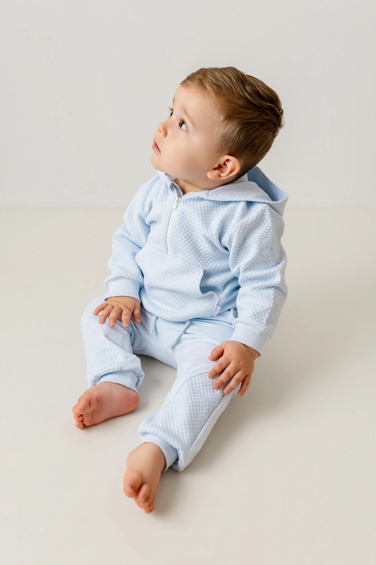 AW26 Pastels & Co Boys Blue Hooded Quarter Zip Track Suit - Arran
