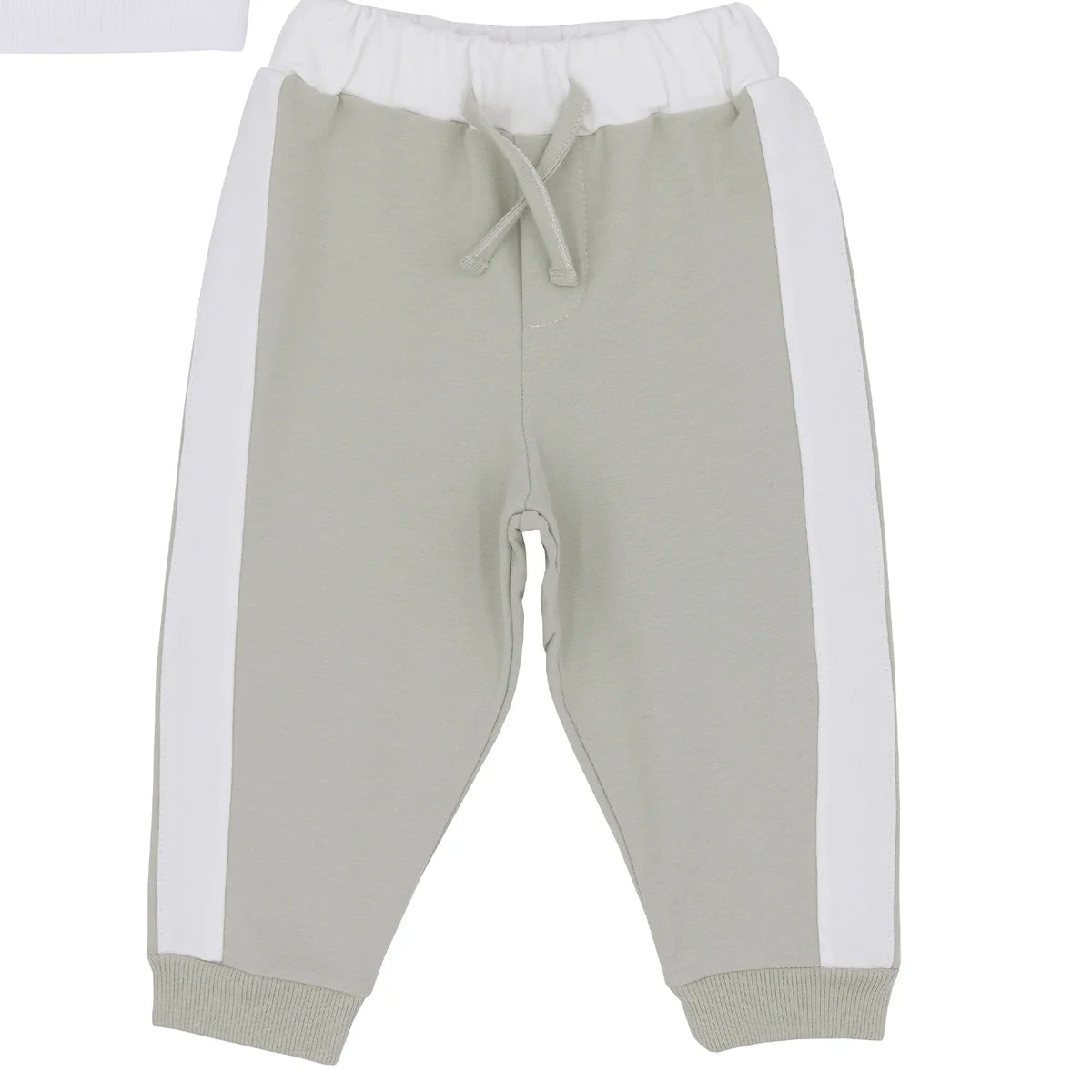Pastels & Co Boys White and Sage Green Tracksuit Set with Half Zip Top - Harvey