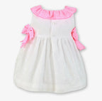 SS26 Miranda Baby Girls Gingham Dress White & Neon Pink