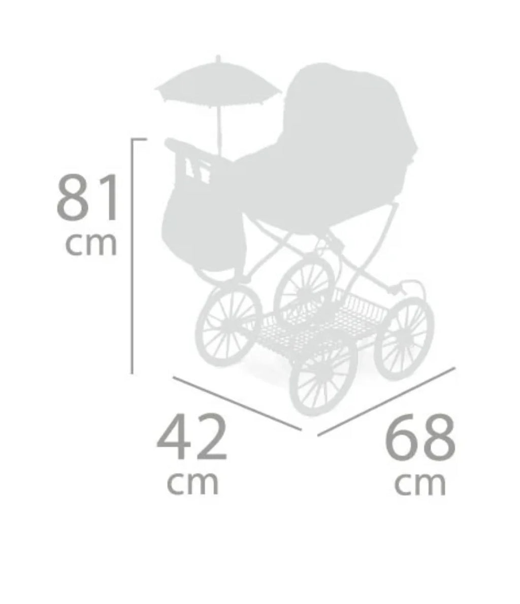 XL Reborn Dolls Pram Pink Floral with Matching Bag & Parasol