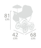 XL Reborn Dolls Pram Pink Floral with Matching Bag & Parasol