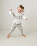 Pastels & Co Boys White and Sage Green Hooded Tracksuit Set - Henry