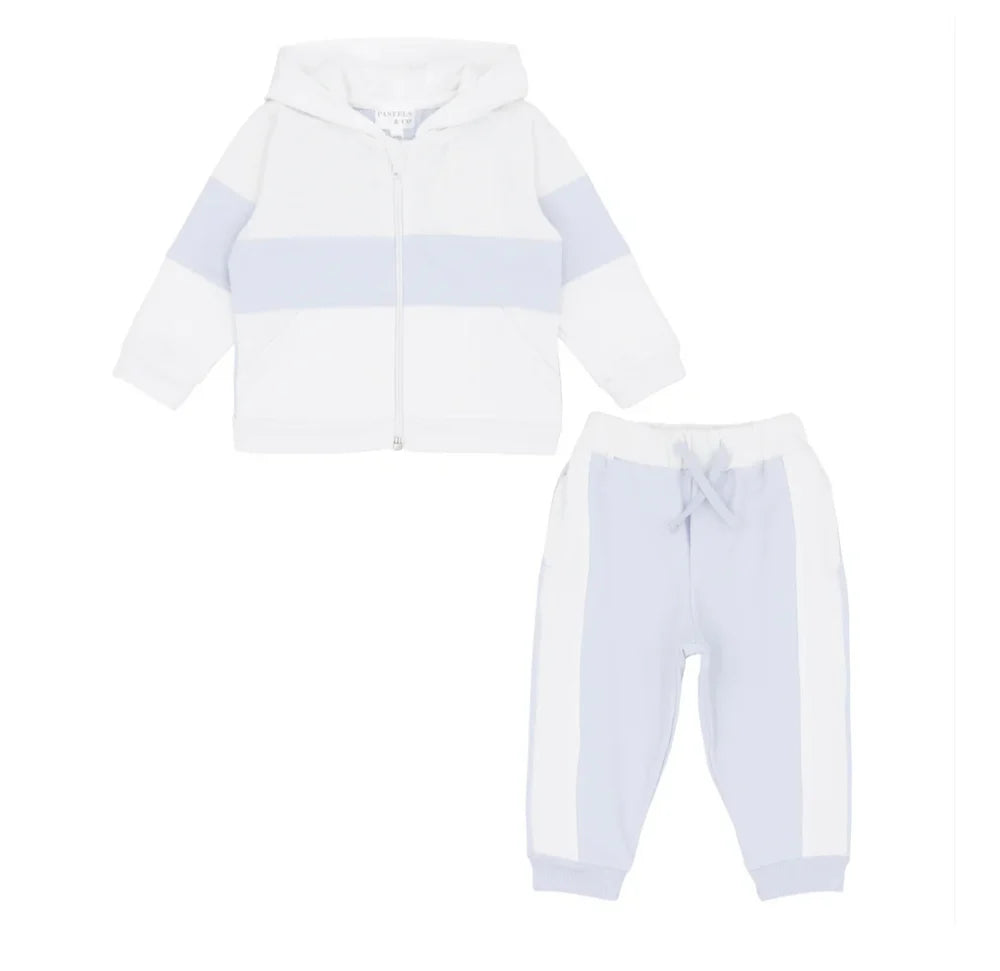 Pastels & Co Boys White and Blue Hooded Tracksuit Set - Henry