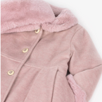 AW25 Beau KiD Girls Pink Wool & Faux Fur Coat & Hat Set