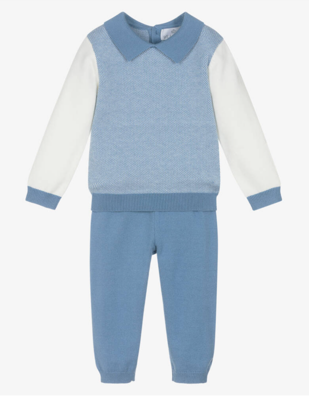 AW25 Beau KiD Boys Blue & White Knitted Trouser Set