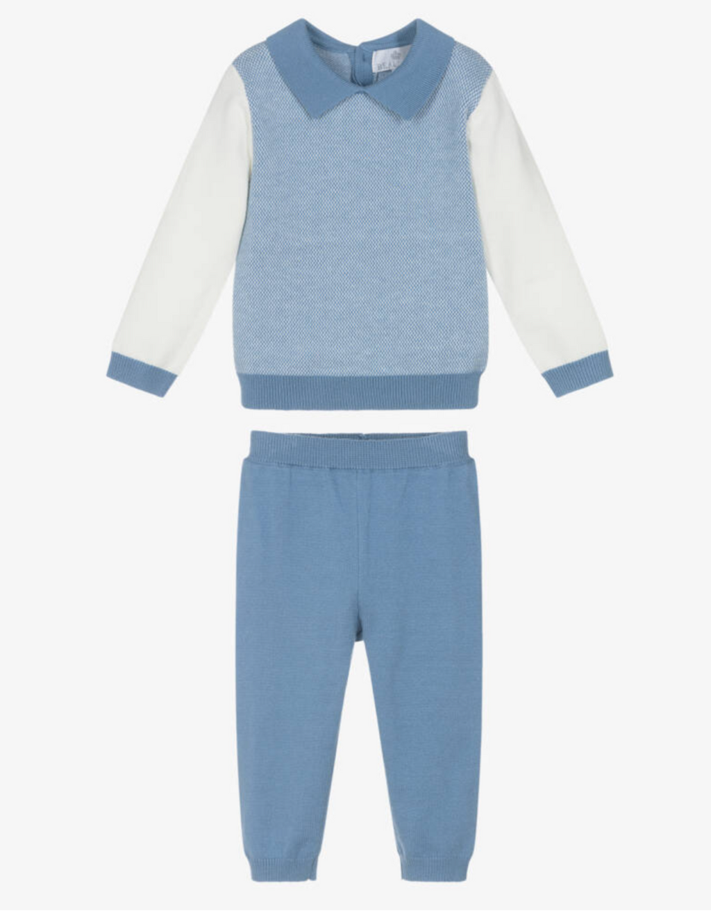 AW25 Beau KiD Boys Blue & White Knitted Trouser Set