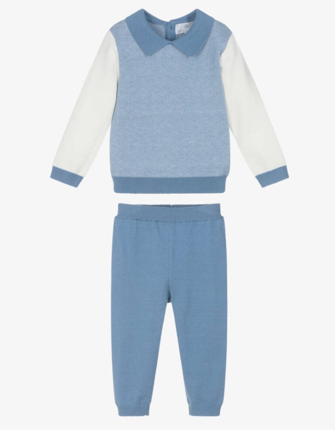 AW25 Beau KiD Boys Blue & White Knitted Trouser Set
