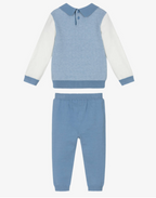 AW25 Beau KiD Boys Blue & White Knitted Trouser Set