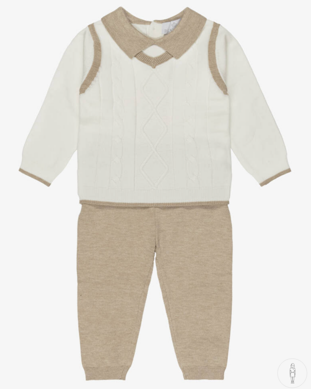 AW25 Beau KiD Boys Blue & White Knitted Trouser Set