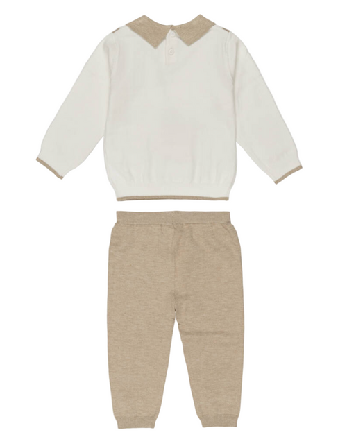 AW25 Beau KiD Boys Blue & White Knitted Trouser Set