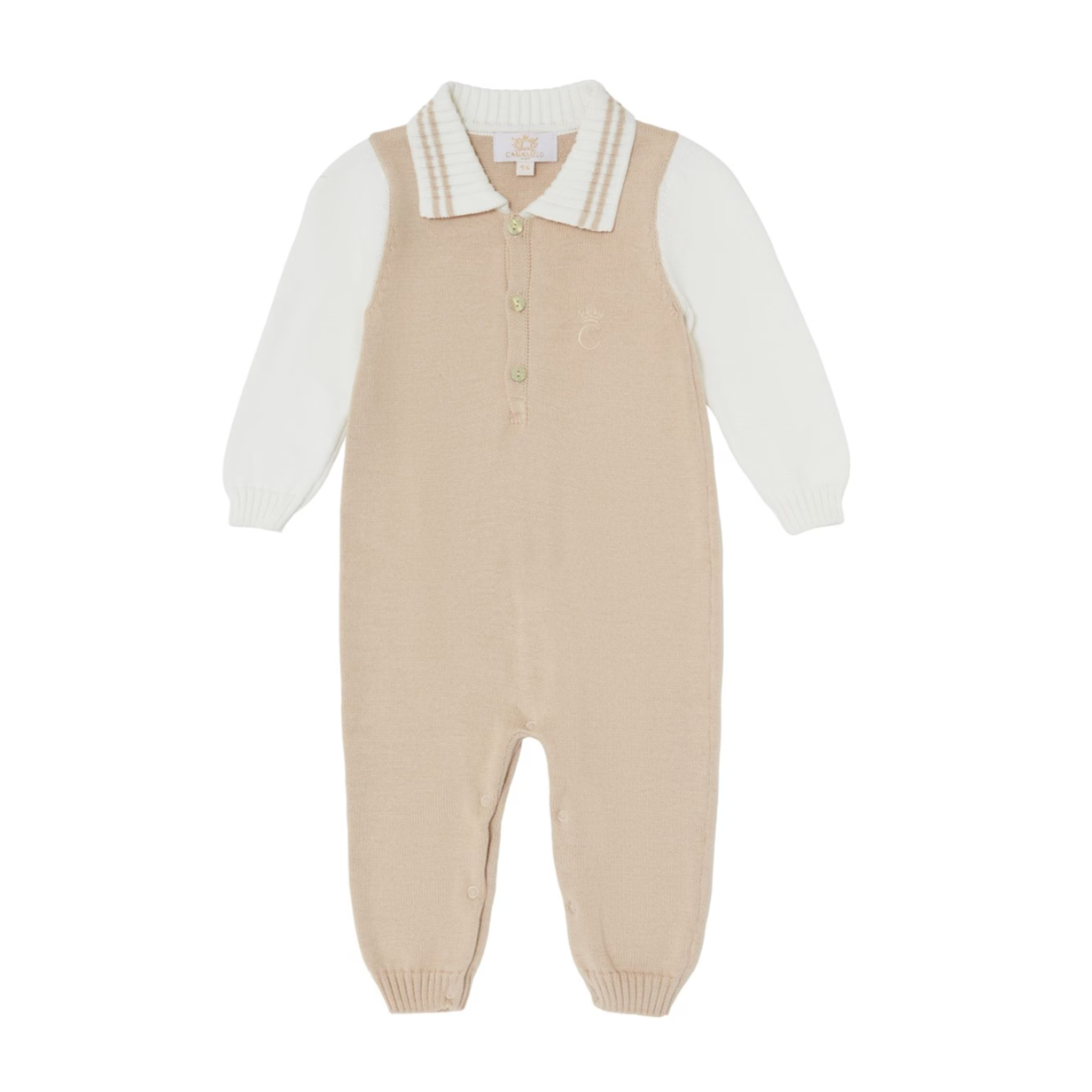 Caramelo Kids Baby Boys Beige Knit Romper