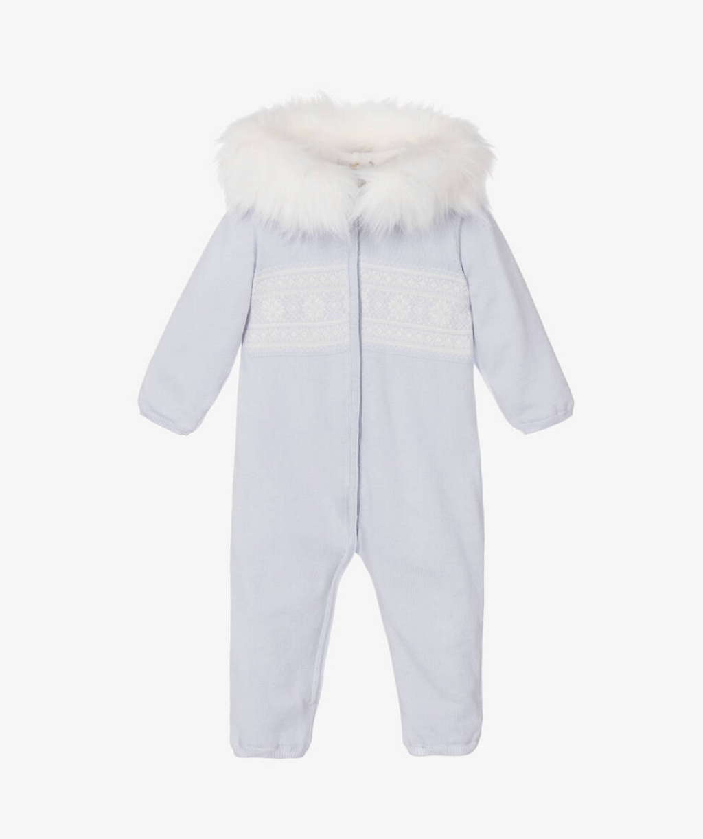 Caramelo Kids Baby Boys Blue Knitted Pramsuit