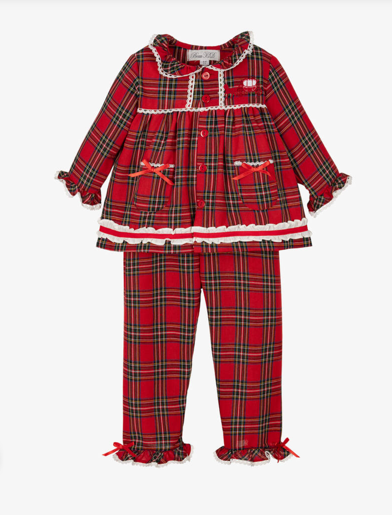 AW25 Beau KiD Girls Red Tartan Pyjama Set