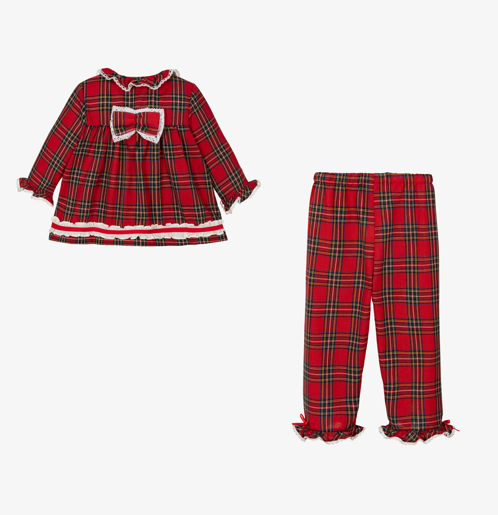 AW25 Beau KiD Girls Red Tartan Pyjama Set