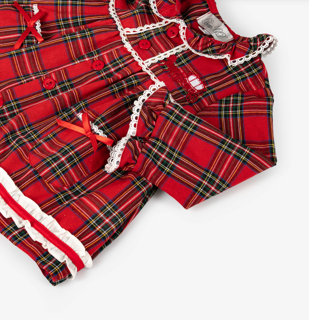 AW25 Beau KiD Girls Red Tartan Pyjama Set