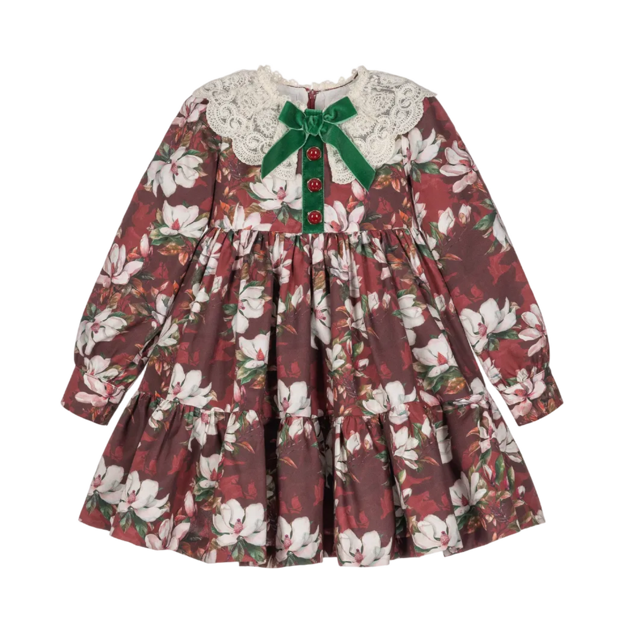 AW26 Rochy Girls Burgundy Red Floral Dress