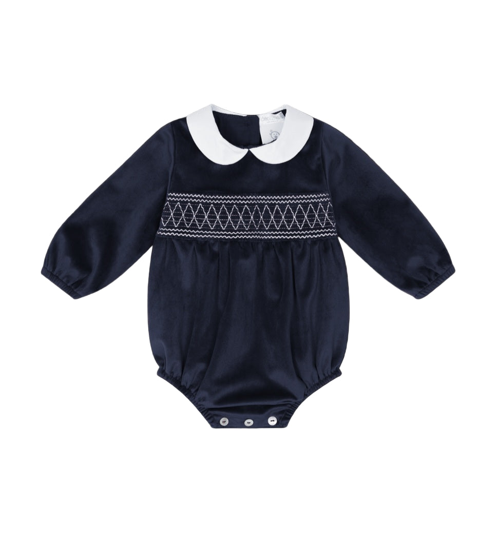AW25 Deolinda Boys Navy Smocked Romper