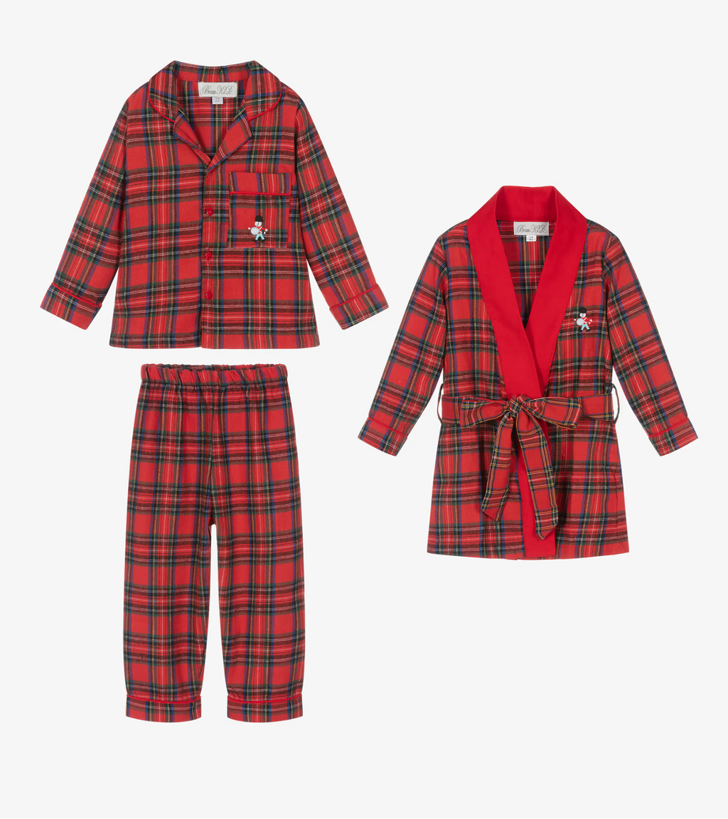 Beau Kid Boys Red Tartan Pyjamas & Matching Robe