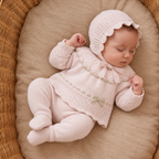 AW26 Mac Ilusion Baby Girl Pink Knitted 3 Piece Set