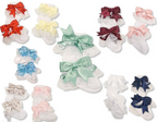 Baby Girls Bow Ankle Socks with Lace Detail (Multiple Colours)